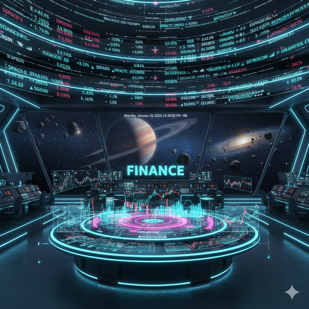 Stock market data on a screen.